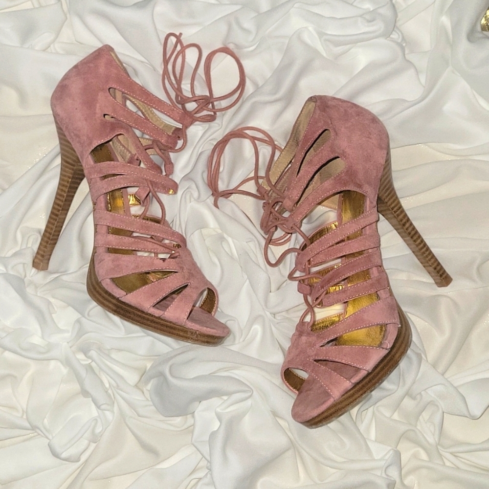 Bebe Jenae Pink suede stilettos